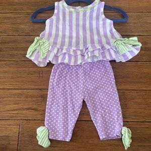 Rare Editions Purple Striped and Polka Dot Baby 2pc Outfit
